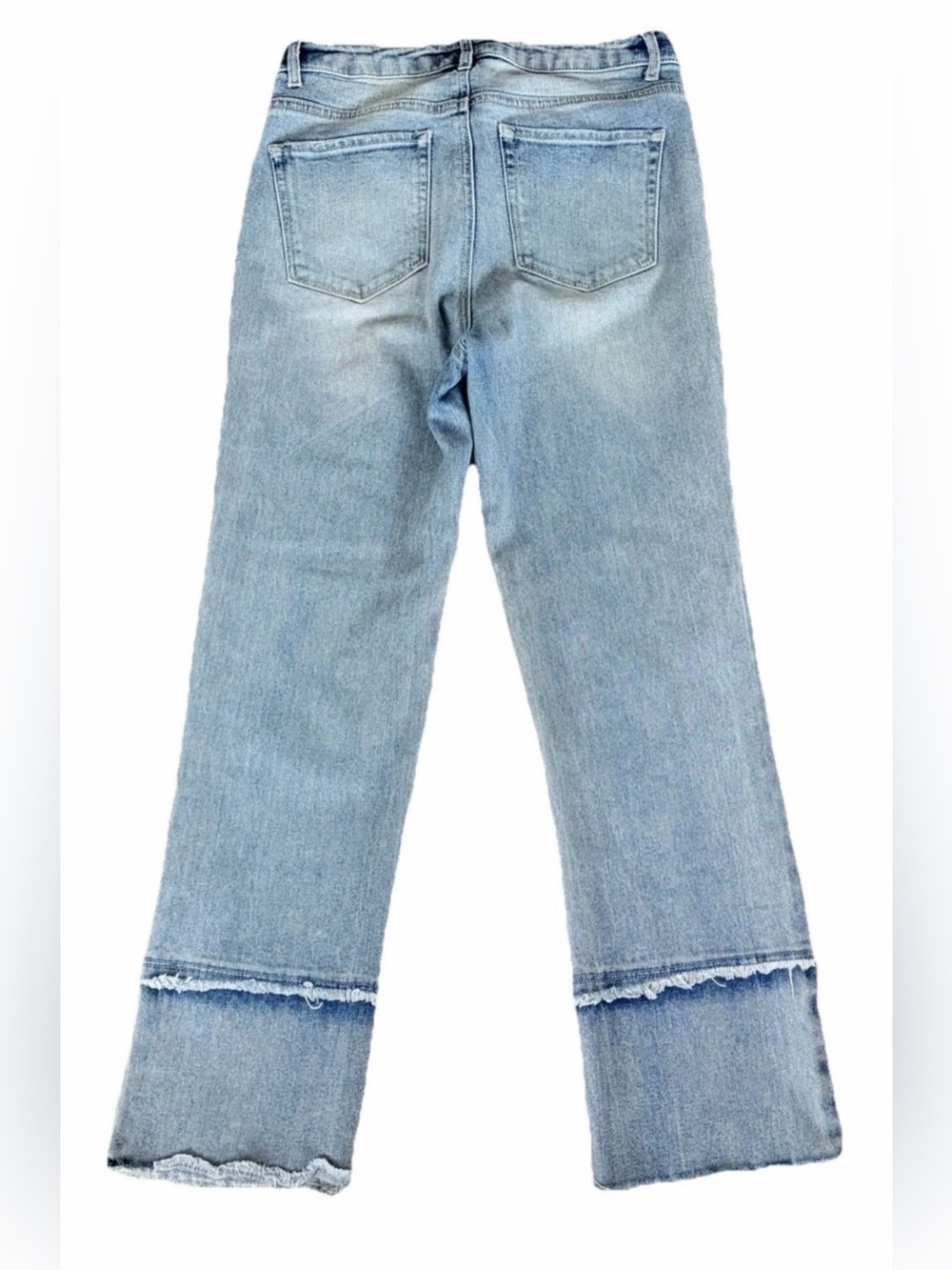 Gianni Bini Washed Blue Straight-Leg Jeans with Frayed Hem - Picture 2 of 4